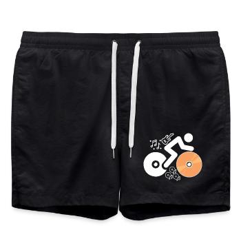 DJ Figure with Records and Musical Notes - Swim Trunks - black - Front - AI Model Male 185 light (185cm)