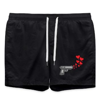 Cœur Liberté d’expression Amour Paix Humanité - Short de bain - noir - Devant - AI Model Male 185 light (185cm)