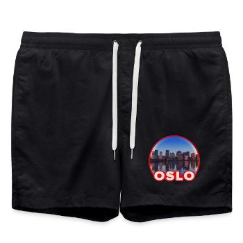 Logo de la ronde de la Skyline d’Oslo - Short de bain - noir - Devant - AI Model Male 185 light (185cm)