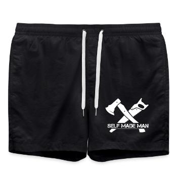 Selfmade Man Icône Icône de l’outil de scie à la hache Logo - Short de bain - noir - Devant - AI Model Male 185 light (185cm)