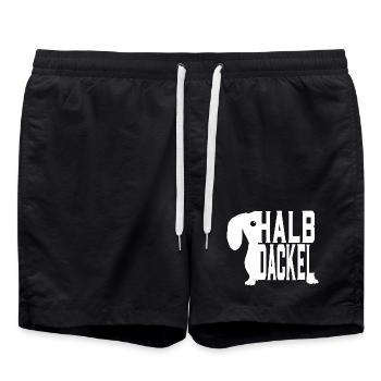 Halbdackel Schwäbisch Schwaben - Badeshorts - Schwarz - Vorne - AI Model Male 185 light (185cm)