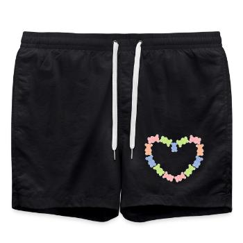 Naschkatzen Süßigkeiten Herz Nachspeise Lecker - Badeshorts - Schwarz - Vorne - AI Model Male 185 light (185cm)