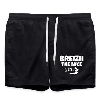 Brittany, Celtic, Breizh, surf, surf fan - Swim Trunks - black - Front - AI Model Male 185 light (185cm)