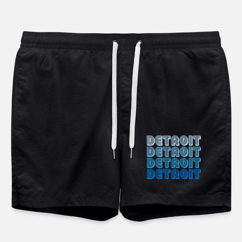 Detroit Gradient Word Sequence - Swim Trunks - black
