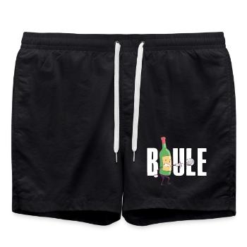 Boule und Wein Boccia Kugeln Petanque Outfit - Badeshorts - Schwarz - Vorne - AI Model Male 185 light (185cm)