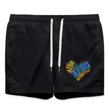 tshirt Afro heart word cloud t-shirt collage - Swim Trunks - black - Front - AI Model Male 185 light (185cm)
