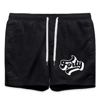 Vierzig 40. Geburtstag Männer Frauen 40 Jahre alt - Badeshorts - Schwarz - Vorne - AI Model Male 185 light (185cm)