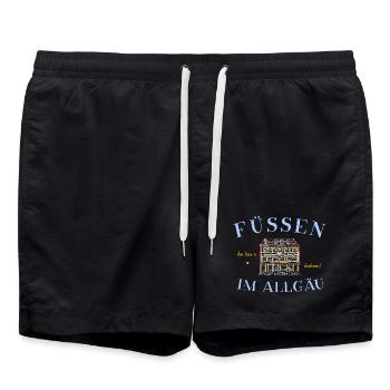 Füssen im Allgäu, Altstadt, Fassade Stadtapotheke - Badeshorts - Schwarz - Vorne - AI Model Male 185 light (185cm)