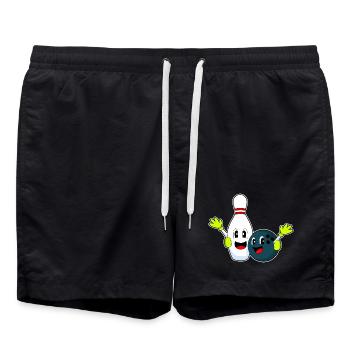 Bowling Bowling Ball Pin - Swim Trunks - black - Front - AI Model Male 185 light (185cm)