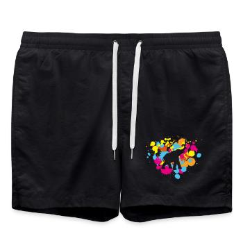 Yoga Splash Elephant Blobs Holi India Meditation - Swim Trunks - black - Front - AI Model Male 185 light (185cm)