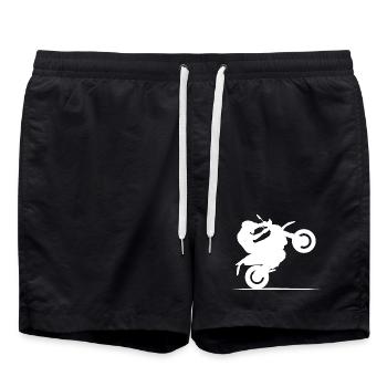 Motorcycle Biker Symbol Wheelie Cross Freestyle icon - Swim Trunks - black - Front - AI Model Male 185 light (185cm)
