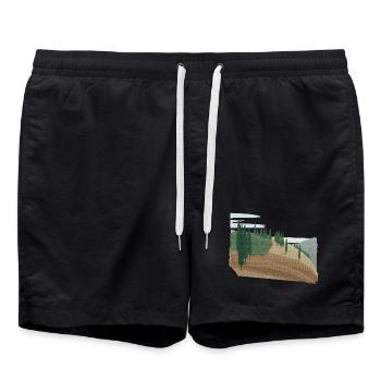 Pinienwald Hügellandschaft mit Struktur (modific.) - Badeshorts - Schwarz - Vorne - AI Model Male 185 light (185cm)