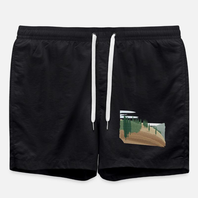 Pinienwald Hügellandschaft mit Struktur (modific.) - Badeshorts - Schwarz