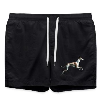 Jagdhund läuft Origami Geometrisch 3D - Badeshorts - Schwarz - Vorne - AI Model Male 185 light (185cm)