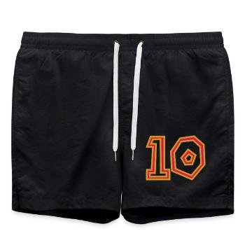 10. 10 YEARS. 10th ANNIVERSARY. 10 YEAR ANNIVERSARY. - Swim Trunks - black - Front - AI Model Male 185 light (185cm)