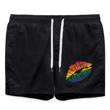 Smooch rainbow Rouge à lèvres Kiss Mark Love Statement - Short de bain - noir - Devant - AI Model Male 185 light (185cm)