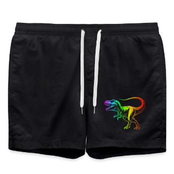 Tyrannosaurus Rex Dinosaur, Rainbow T-Rex - Swim Trunks - black - Front - AI Model Male 185 light (185cm)