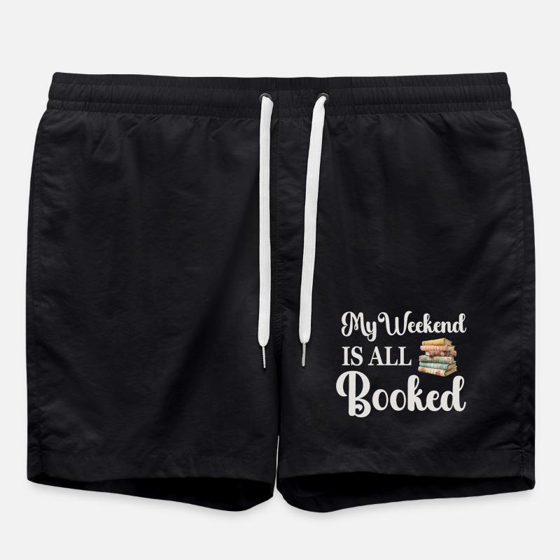 Reading Books Bookworm - Swim Trunks - black