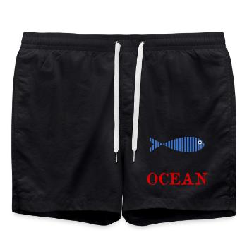 FISCH. APRILSCHERZ. FEIERTAG. SOMMER. HUMOR - Badeshorts - Schwarz - Vorne - AI Model Male 185 light (185cm)