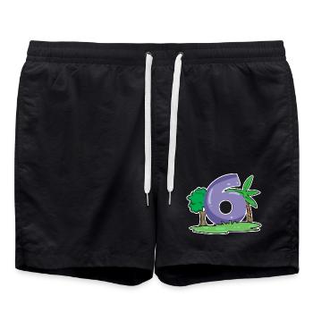 Nummer 6 Muster - Badeshorts - Schwarz - Vorne - AI Model Male 185 light (185cm)