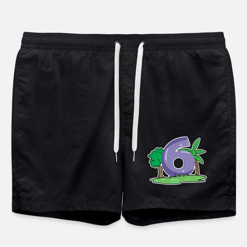 Nummer 6 Muster - Badeshorts - Schwarz