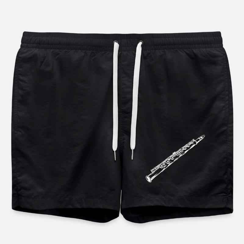 Flute Drawing - Swim Trunks - black