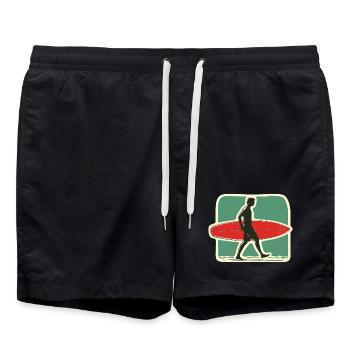 Retro Surfer - Leave the golden days of surfing - Swim Trunks - black - Front - AI Model Male 185 light (185cm)