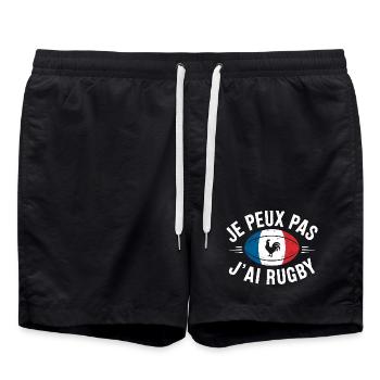 je peux pas j ai rugby - Short de bain - noir - Devant - AI Model Male 185 light (185cm)