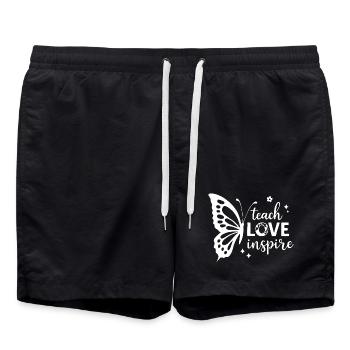 Schmetterling mit inspirierendem Wortdesign - Badeshorts - Schwarz - Vorne - AI Model Male 185 light (185cm)