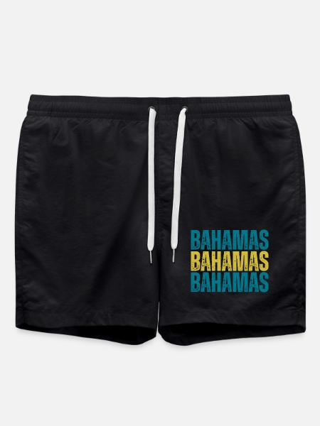 Bahamas Flag, I Love Bahamas - Swim Trunks - black