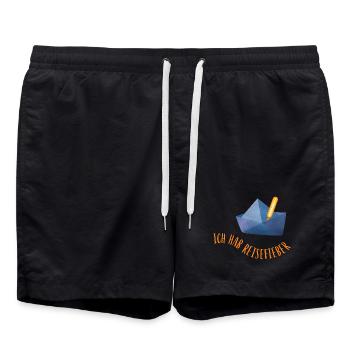 Fièvre de voyage Papier Bateau Vacances Cool Dictons Mer - Short de bain - noir - Devant - AI Model Male 185 light (185cm)