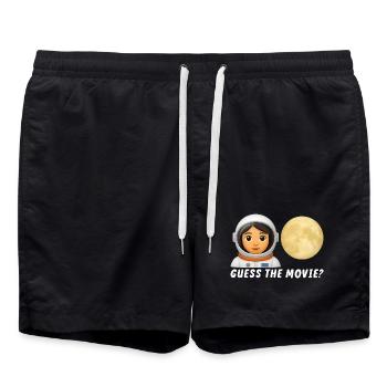 Weltraum-Explorer mit Mondbild - Badeshorts - Schwarz - Vorne - AI Model Male 185 light (185cm)