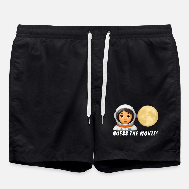 Weltraum-Explorer mit Mondbild - Badeshorts - Schwarz