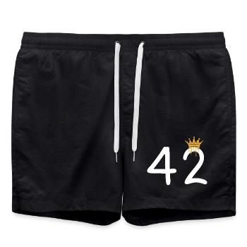 Graffiti numéro 42 avec couronne - Short de bain - noir - Devant - AI Model Male 185 light (185cm)