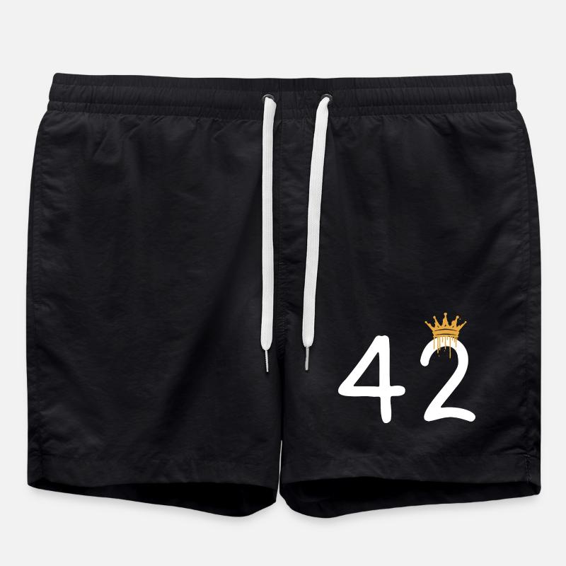 Graffiti-Zahl 42 mit Krone - Badeshorts - Schwarz
