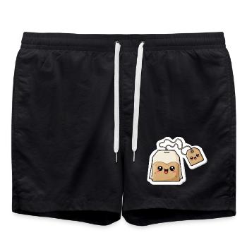Kawaii Teebeutel Charme - Badeshorts - Schwarz - Vorne - AI Model Male 185 light (185cm)
