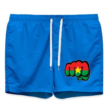 Burkina Faso Flag Fist - Swim Trunks - cobalt blue - Front