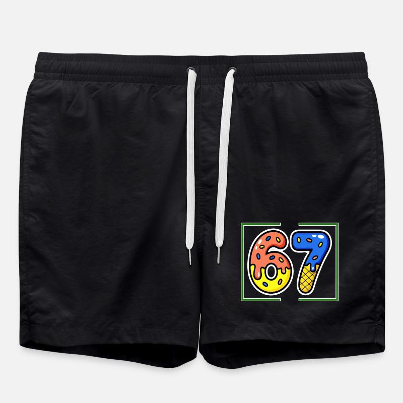 Sixty-seven, 67, 6, 7 - Swim Trunks - black