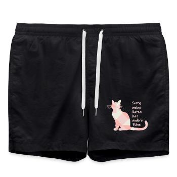 Chat disant - Désolé, mon chat a d’autres projets - Short de bain - noir - Devant - AI Model Male 185 light (185cm)