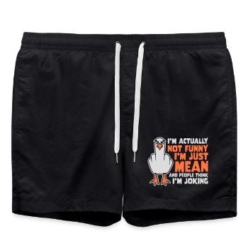 Seagull Middle Finger Not Funny Mean People Think Joke - Swim Trunks - black - Front - AI Model Male 185 light (185cm)