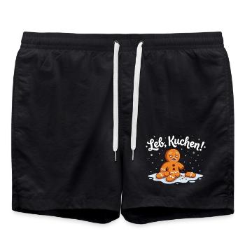 Gingerbread Christmas Shirt Funny Men's Women's - Swim Trunks - black - Front - AI Model Male 185 light (185cm)