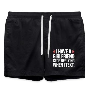 J’ai une copine, arrête de répondre à la fête anti-flirt - Short de bain - noir - Devant - AI Model Male 185 light (185cm)