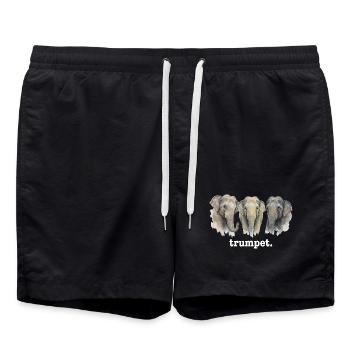 Elephant Trumpet Funny Elephant Lover Tromp - Swim Trunks - black - Front - AI Model Male 185 light (185cm)
