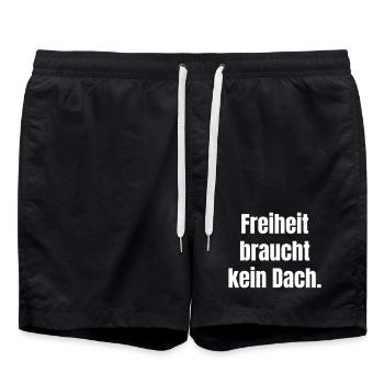 Freiheit braucht kein Dach - Badeshorts - Schwarz - Vorne - AI Model Male 185 light (185cm)