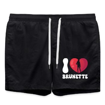 J’adore la silhouette en cœur brun - Short de bain - noir - Devant - AI Model Male 185 light (185cm)