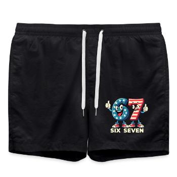 US Flag 67 Memes Six Seven - Swim Trunks - black - Front - AI Model Male 185 light (185cm)