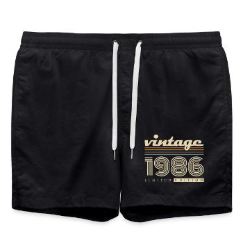 Vintage 1986 Jahrgang Retro Geburtstagsgeschenk - Badeshorts - Schwarz - Vorne - AI Model Male 185 light (185cm)