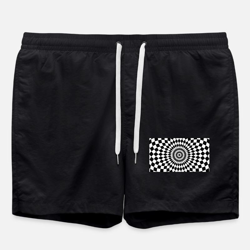Optische Vortex-Checker-Illusion - Badeshorts - Schwarz
