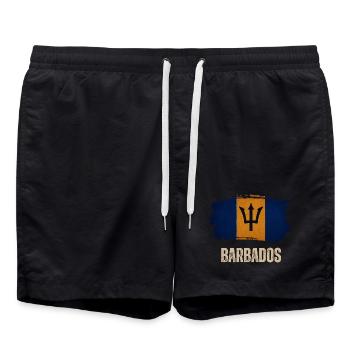 Drapeau grunge de la Barbade, j’adore la Barbade - Short de bain - noir - Devant - AI Model Male 185 light (185cm)