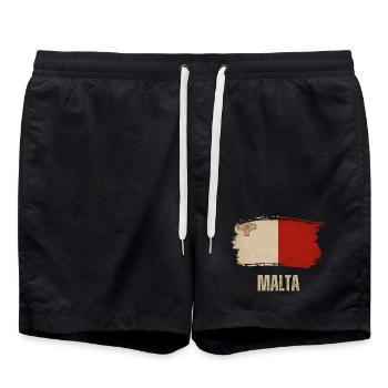 Grunge-Malteserflagge, ich liebe Malta - Badeshorts - Schwarz - Vorne - AI Model Male 185 light (185cm)
